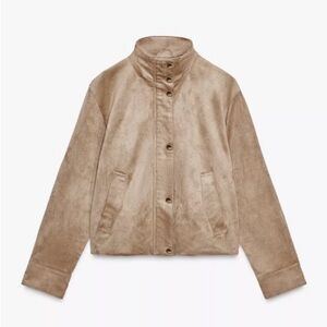 Zara faux suede light beige jacket XS NWT